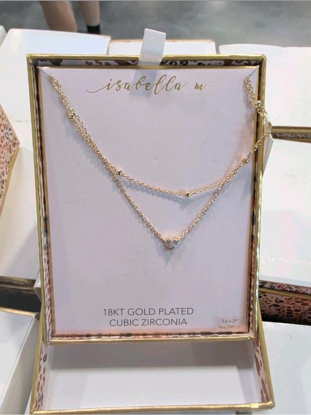 Isabella M Gold Double-Layer Cubic Zirconia Necklace